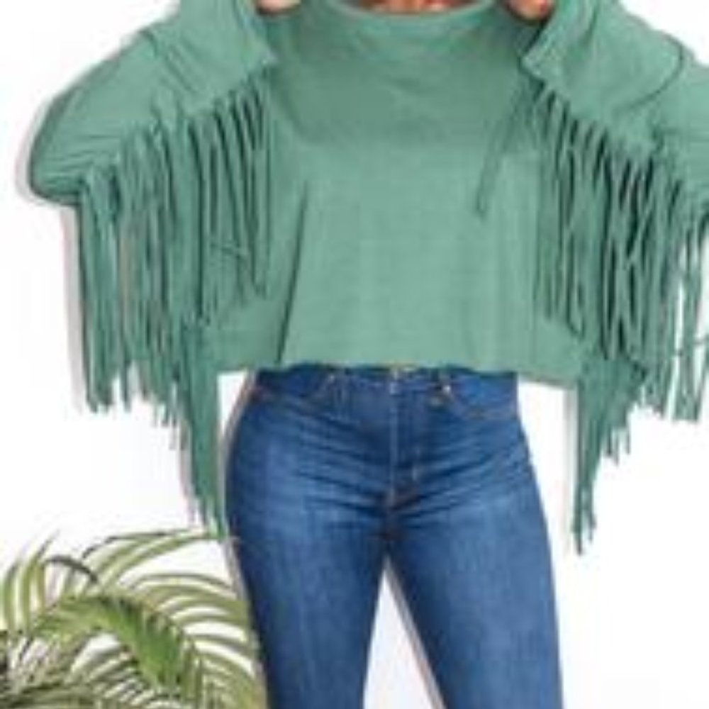 Fringe Me Down Sweater Crop Top